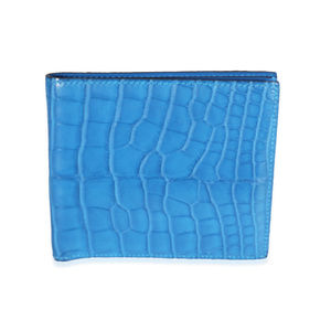 Hermès Bleu Mykonos Matte Alligator MC2 Copernic Wallet